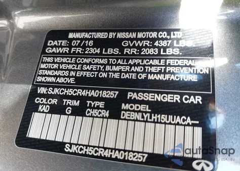 2017 Infiniti Qx30 Premium from USA, damaged, VIN SJKCH5CR4HA018257